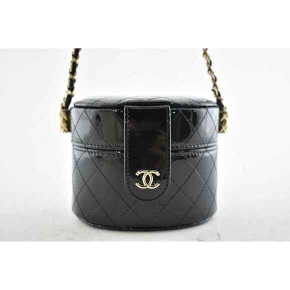 Chanel 20A Mini Black Patent Vanity Quilted CC On Chain Shoulder Crossbody Bag - Picture 2 of 12